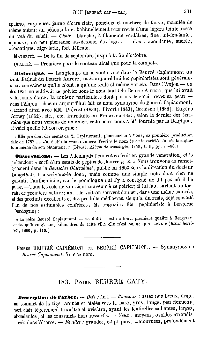 ANDRE LEROY Dictionnaire de Pomologie 1867 Poires Tome 1 (suite)