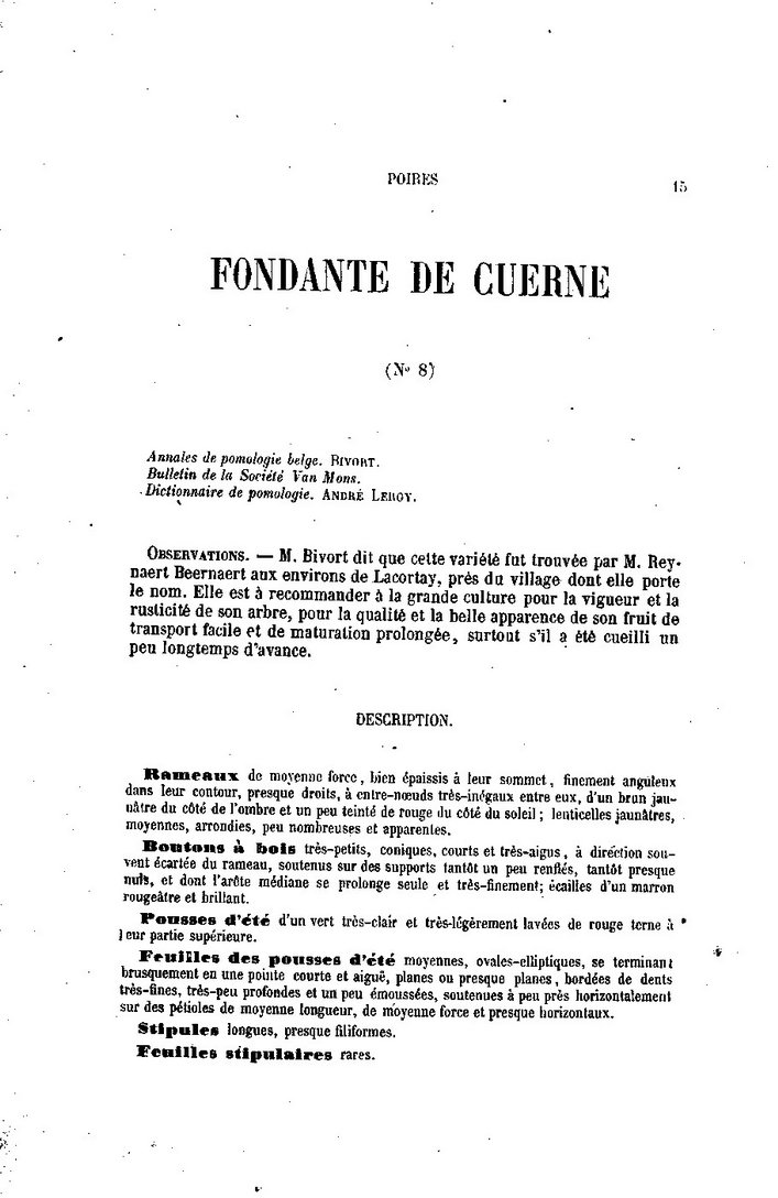 Alphonse MAS - La Pomologie générale - Tome 1 poires - 1872 - texte